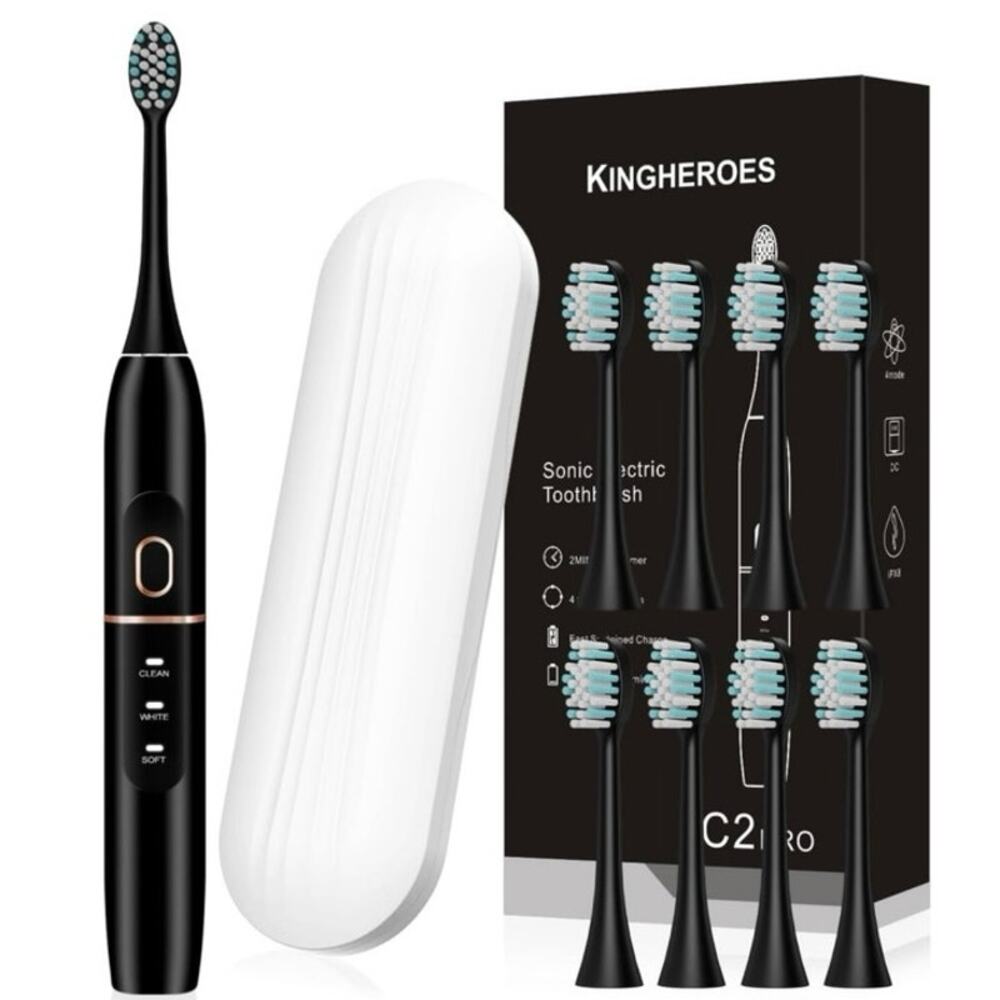 Kingheroes C2 Pro Sonic Electric Toothbrush Rechargeable 4 Modes Timer New